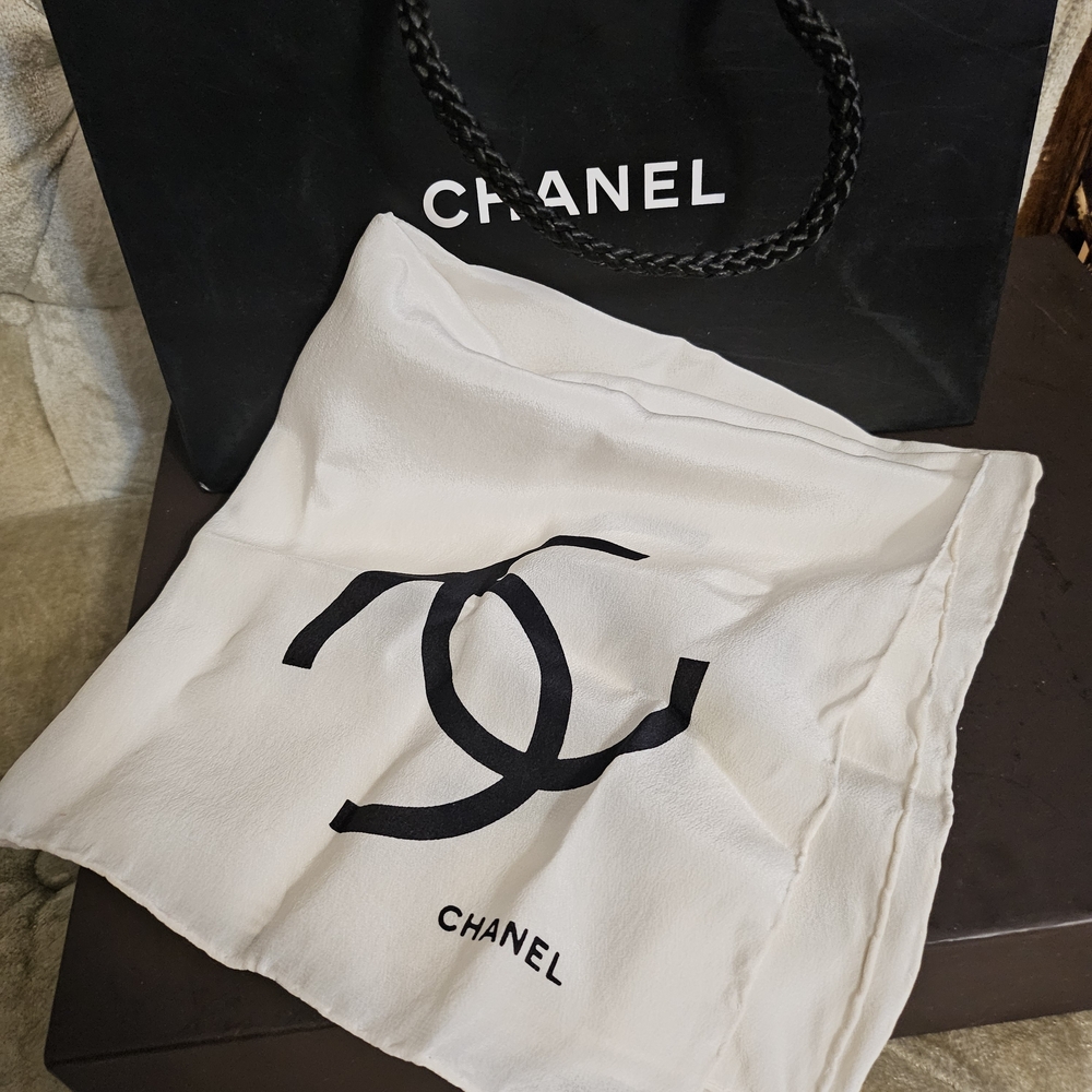 Chanel White Silk Scarf